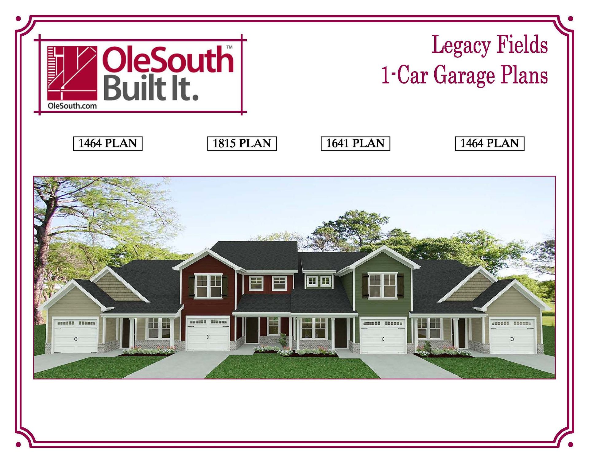 Exterior Rendering:1 Car Garage