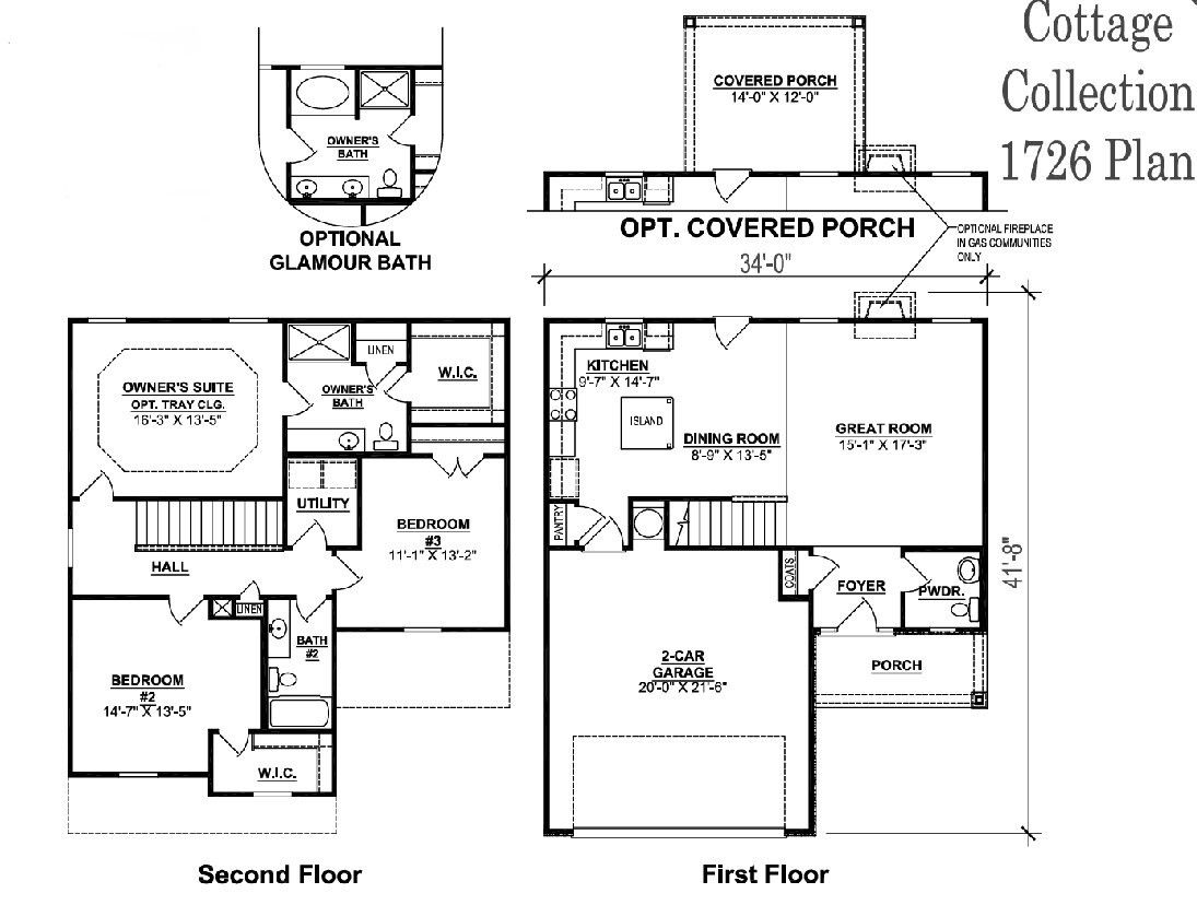Exterior:Floor plan of the 1726 plan