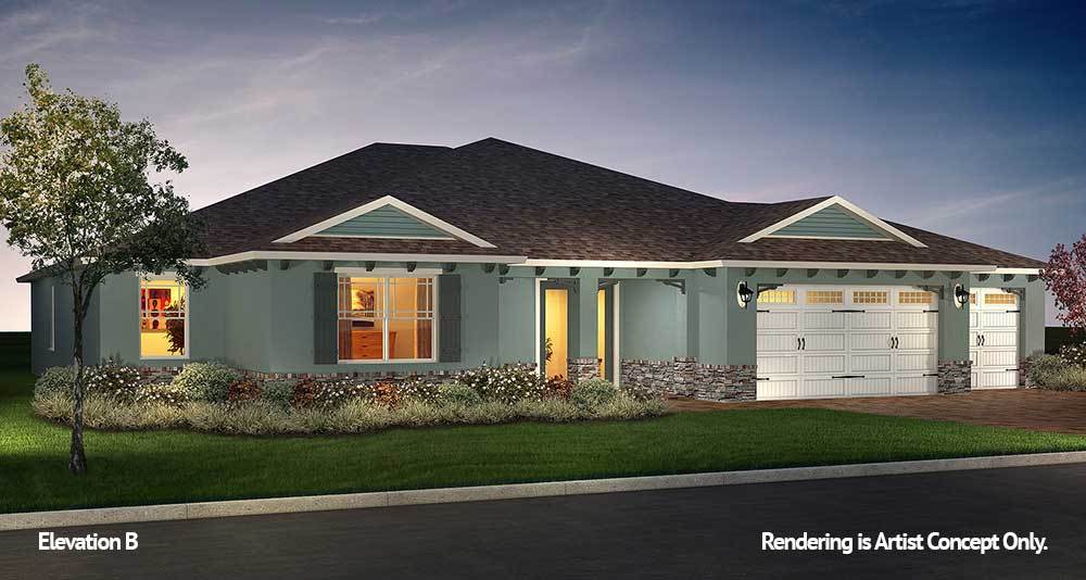 Wellington Elevation:Energy Efficient Model home at On Top of the World Communities in Ocala, FL.