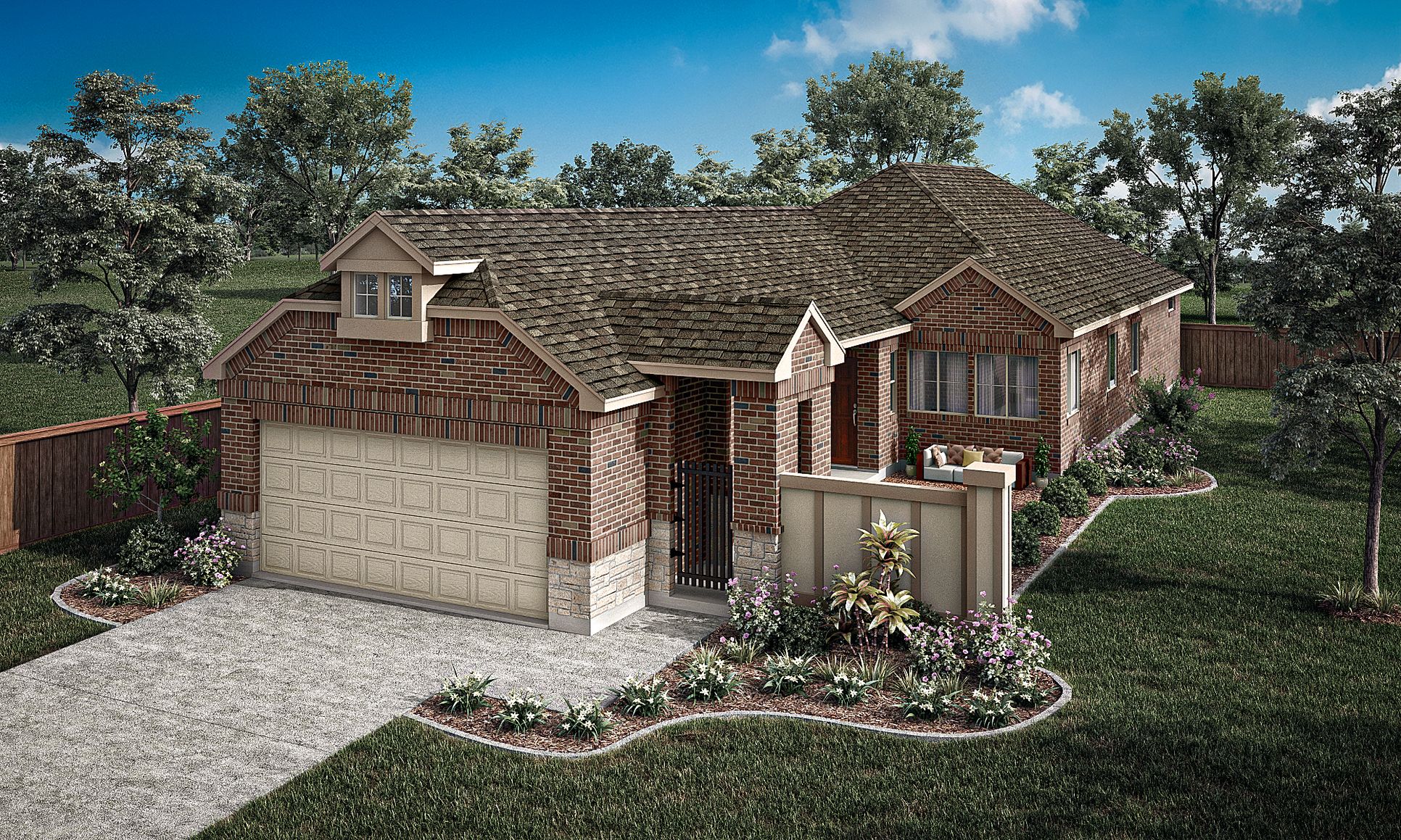 Toscana Elevation C Brick Sides with Siding Wing W:Toscana Elevation C Brick Sides with Siding Wing Wall