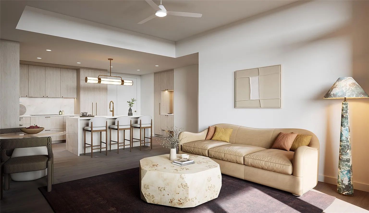 The Belvedere:Kitchen & Living Room