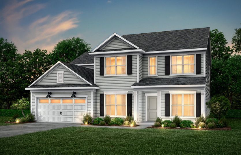 Exterior:Riverton Exterior 51 features  siding, covered front sitting porch and 2 car garage