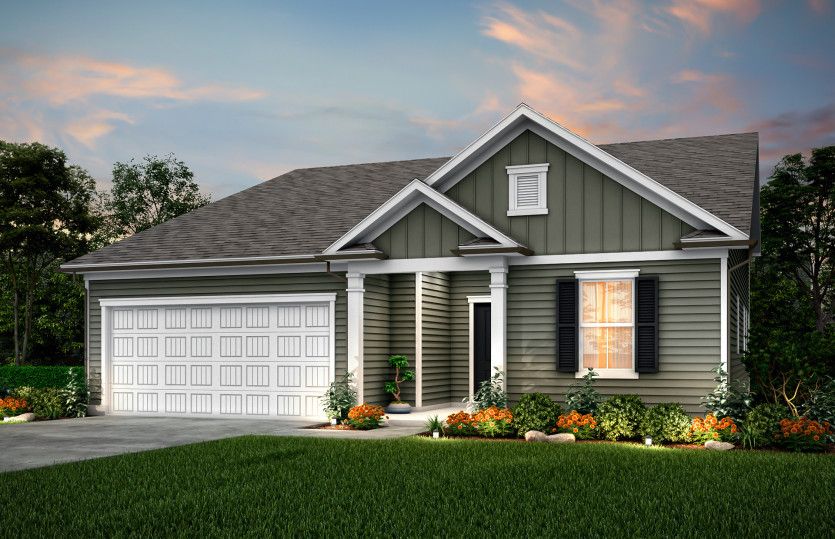 Exterior:Bedrock new construction LC3A with a covered front door. - Model Representation