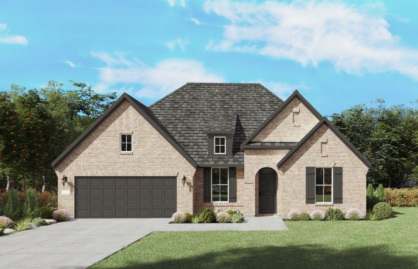 Azle:The Azle, a one-story new home design shown with home exterior FC 202