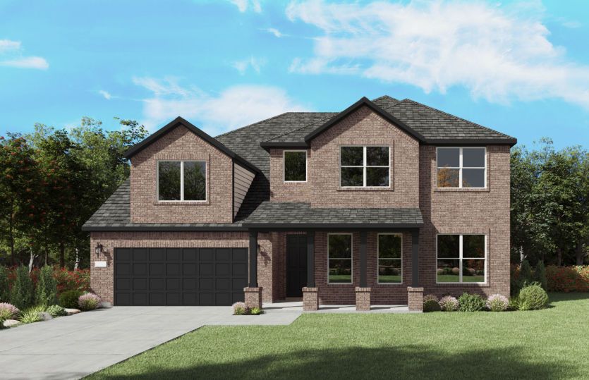 Exterior:The Electra, a two-story new home design shown with home exterior LS 201