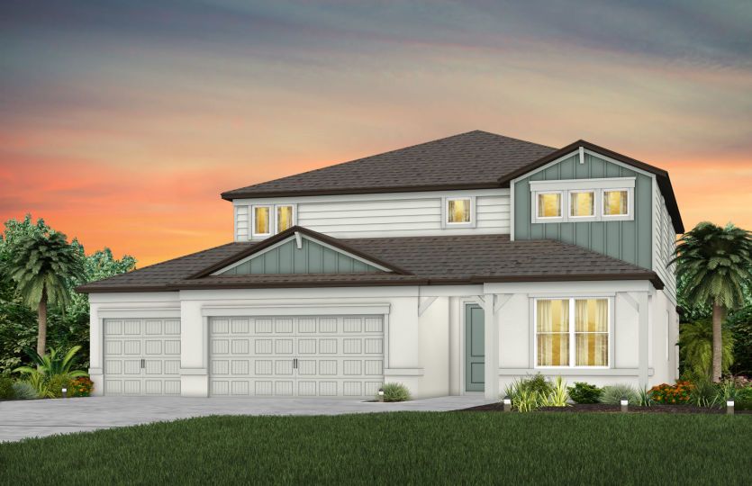 Yellowstone 3-Car:Exterior Rendering, Elevation CO2