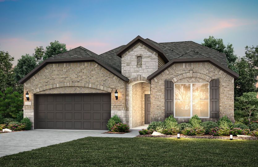 Exterior:The Harvard, a two-story new construction home with 2-car garage, shown with Home Exterior C