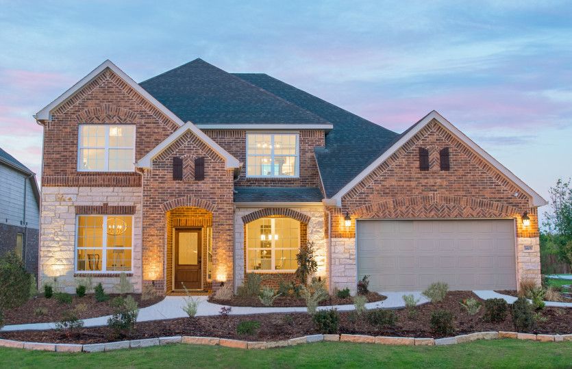 Lawson:Exterior D model home with stone accents and covered front porch