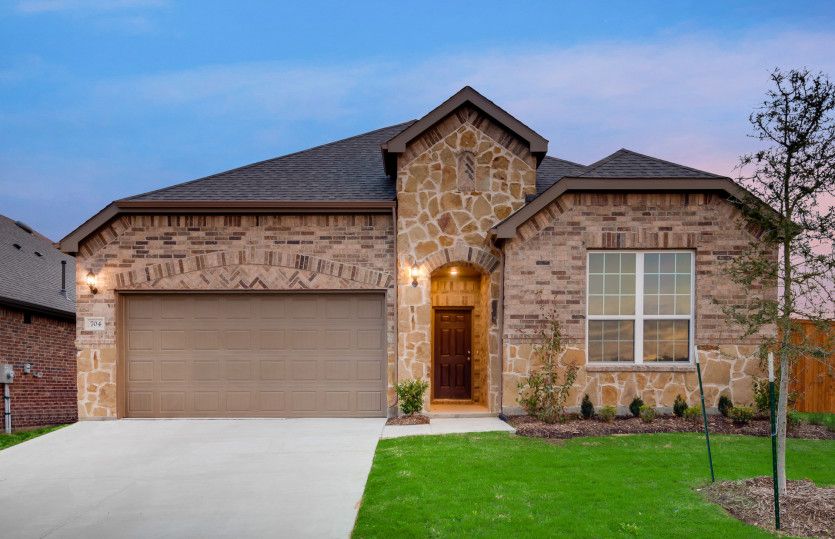 Parker:The Parker, a one-story home with 2-car garage, shown with Home Exterior 35