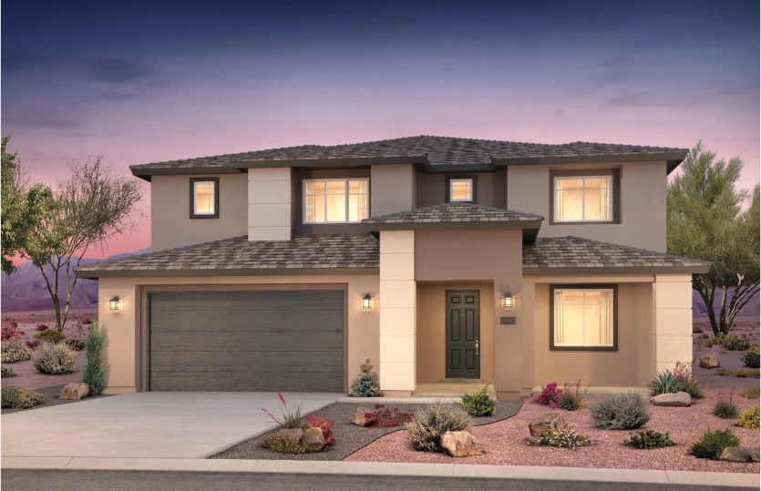 Willowbrook:Exterior rendering shown in design style C. Choose from several different stucco color options.