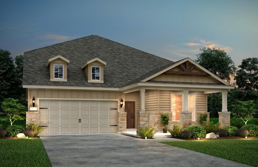 Exterior:The Keller, a two-story home with 2-car garage, shown with Home Exterior 41