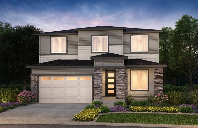 Pathmaker:Elevation B adds a contemporary twist with wood and stone accents that complement the architecture o