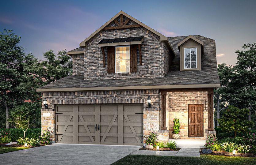 Harrison:The Harrison, a two-story home with 2-car garage, shown with Home Exterior W