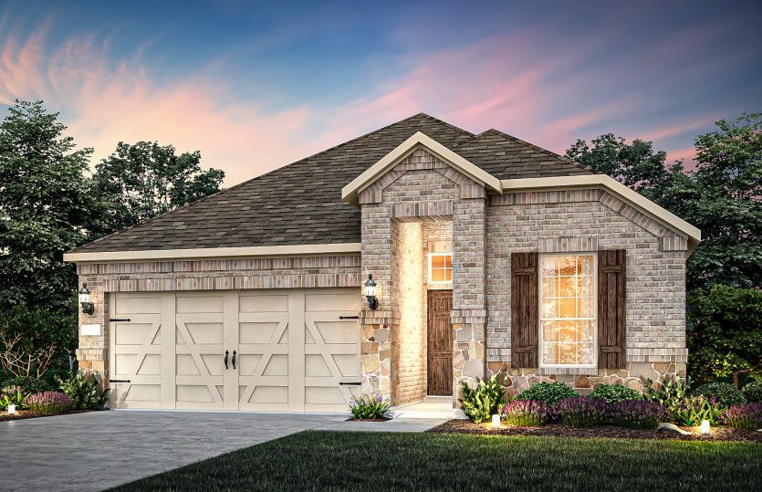 Fox Hollow:The Fox Hollow, a one-story home with 2-car garage, shown as Home Exterior C