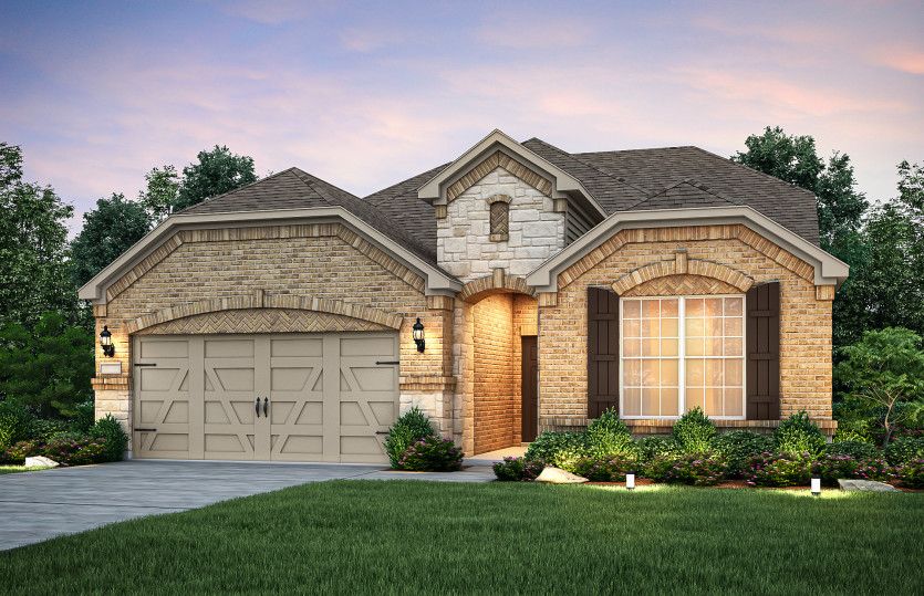Harvard:The Harvard, a two-story new construction home with 2-car garage, shown with Home Exterior C