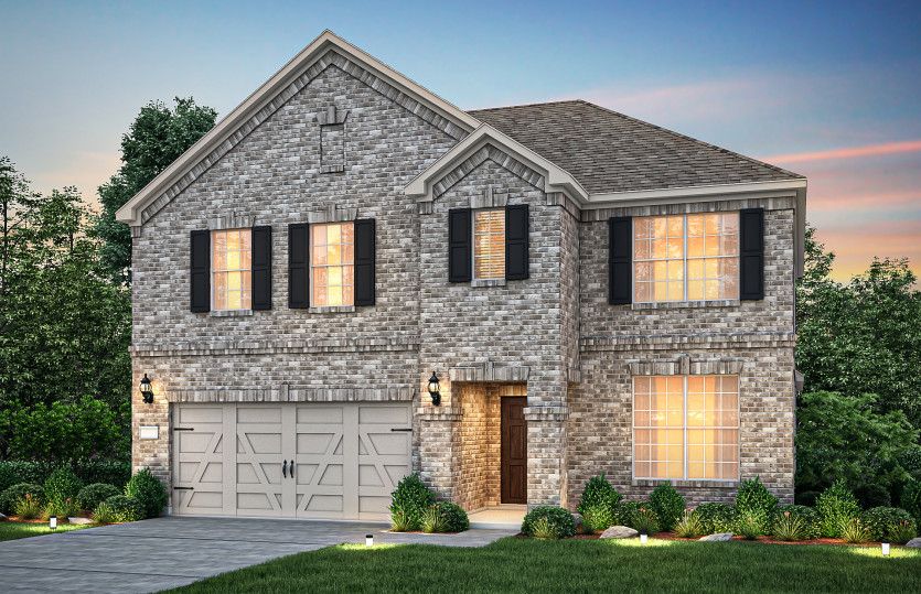 Sondra:The Sondra, a two-story home with 2-car garage, shown as Home Exterior A