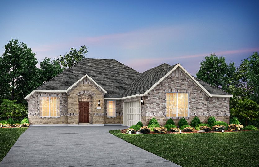 Exterior:The Fairfield, a 1-story new construction, shown with Home Exterior LS202
