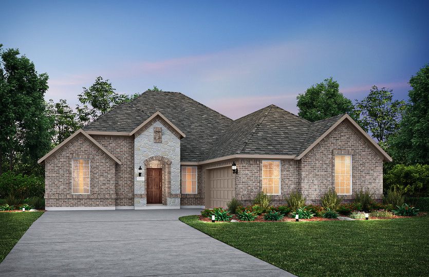Exterior:The Payson, a 1-story new construction home, shown with Home Exterior LS201