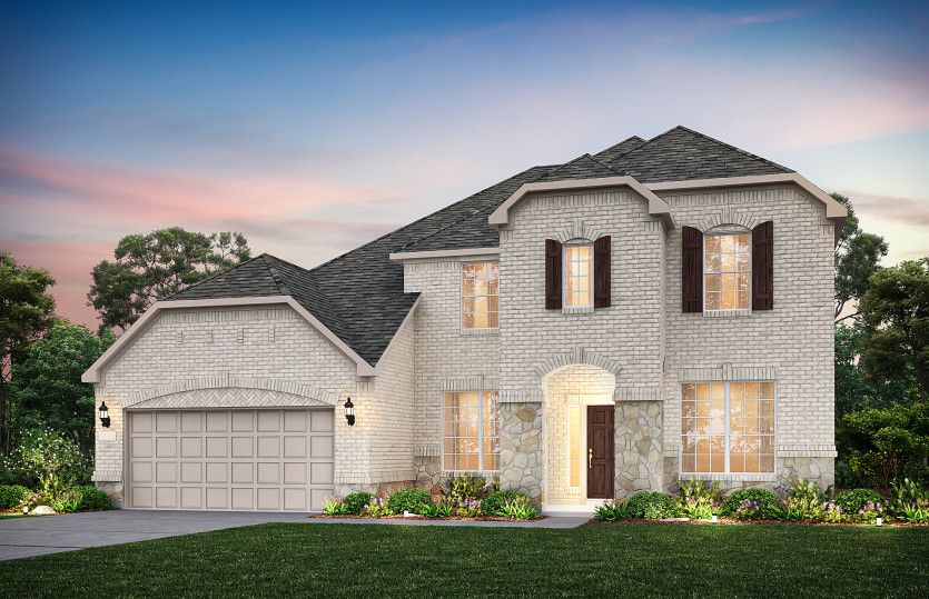 Exterior:The Lawson, a two-story home with 2-car garage, shown as Home Exterior C