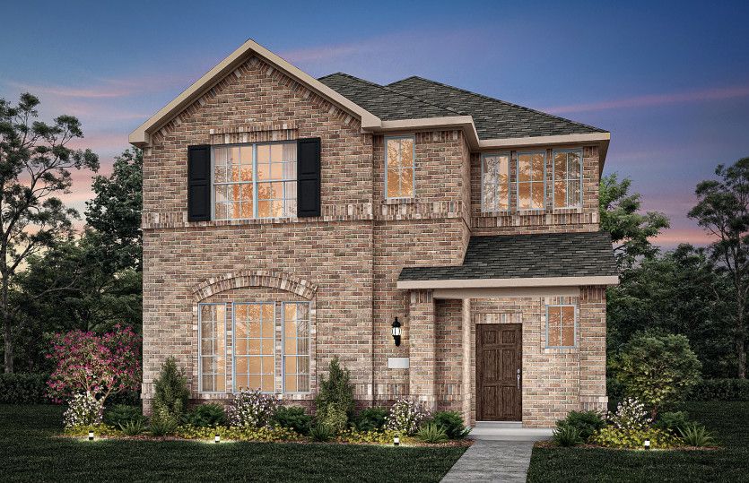 Exterior:The Highwater, with covered front porch and 2-car rear-entry garage, shown as Exterior A *Model representation