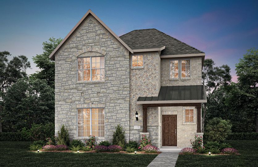 Exterior:The Highwater, with covered front porch and 2-car rear-entry garage, shown as Exterior C