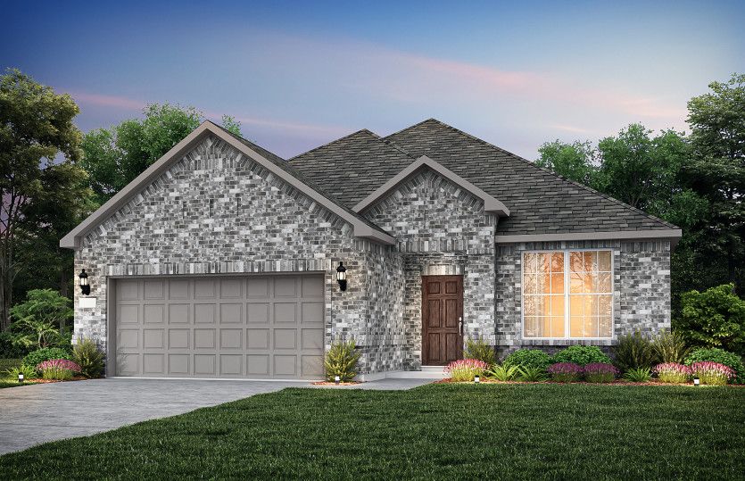 Burnet:Exterior 33, with stone accents and a 2-car garage with extra storage space
