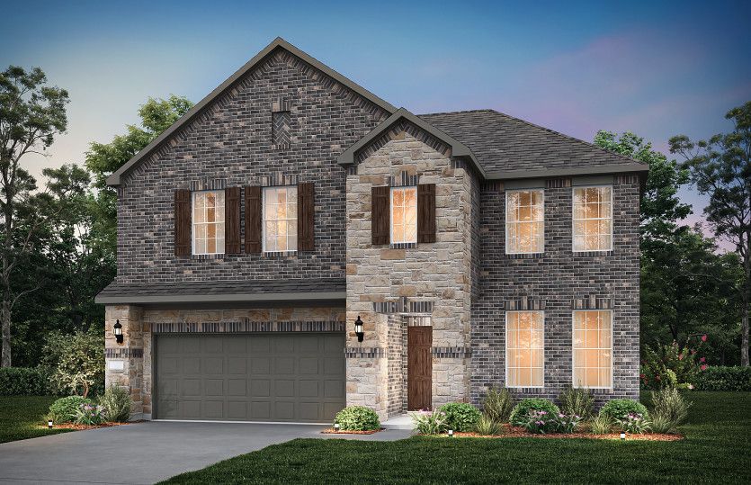 Exterior:The Sweetwater, a two-story home with 2-car garage, shown with Home Exterior 35 *Model representation