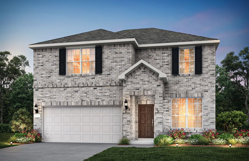 Hamilton:The Hamilton, a two-story home with 2-car garage, shown as Home Exterior A