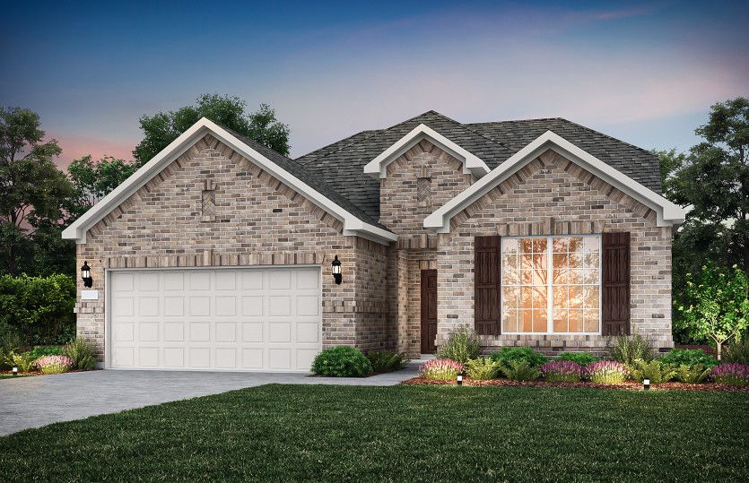 Exterior:The Mooreville, a two-story home with 2-car garage, shown with Home Exterior A *Model representation