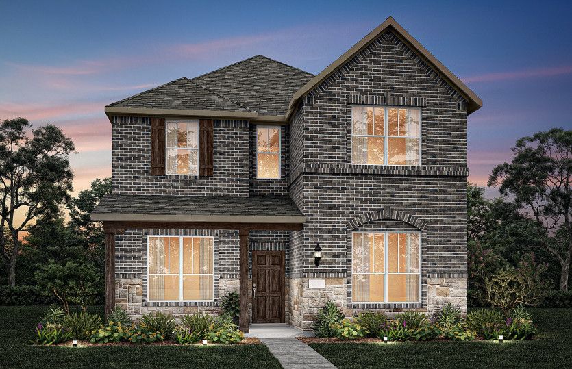 Exterior:The Courtyard, with covered front porch and 2-car rear entry garage, shown as Exterior B *Model representation