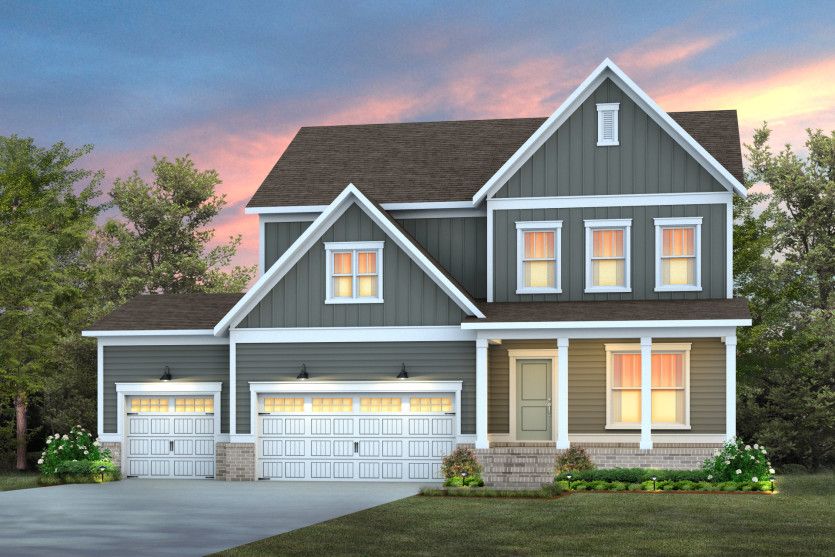 Exterior:Mercer 15 with 3 Car Garage & Cozy Front Porch