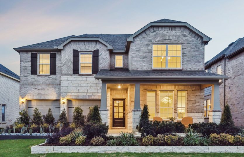 Albany:The Albany, a two-story home with 2-car garage and shutters