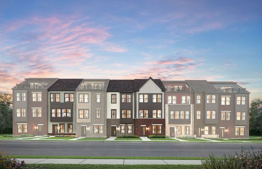 Exterior:New Townhomes in Laurel, MD including the Frankton townhome at Watershed.
The Frankton with a Rooftop Terraces offers 2-