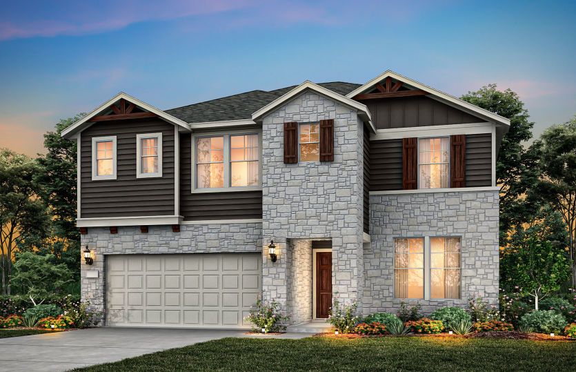 Exterior:The Sweetwater, a two-story home with 2-car garage, shown with Home Exterior 40