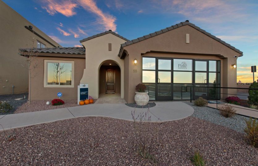 Gateway:Gateway model home and sales center at Colibri demonstrating the Elevation A home exterior.