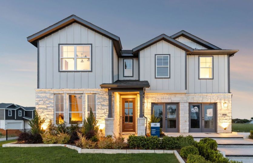 Albany:The Albany, a two-story home with 2-car garage and shutters