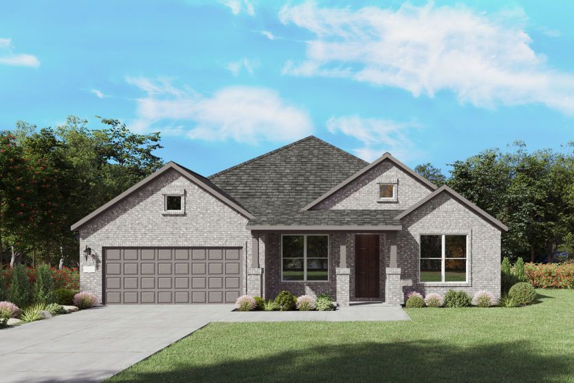 Azle:The Azle, a one-story new home design shown with home exterior LS 201