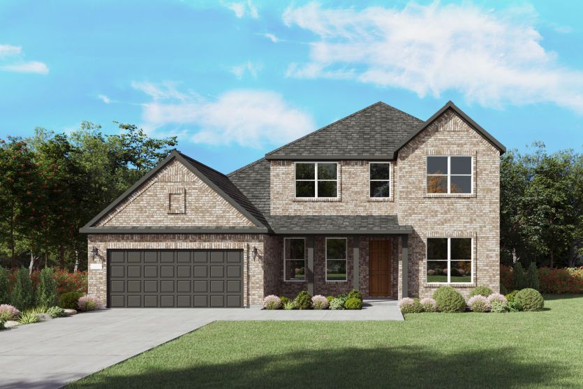Lindale:The Lindale, a two-story new home design shown with home exterior LS 201