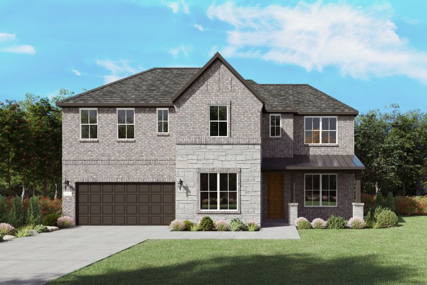Oglesby:The Oglesby, a two-story new home design shown with home exterior FC 201