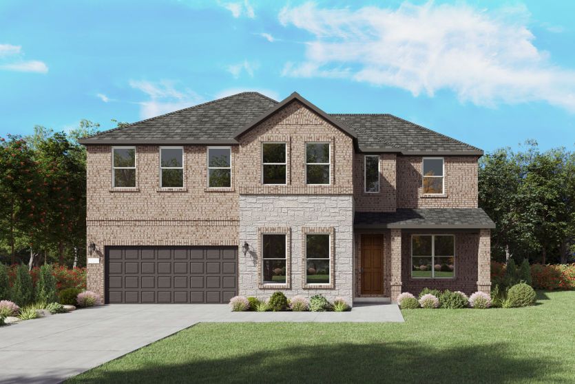 Oglesby:The Oglesby, a two-story new home design shown with home exterior LS 201