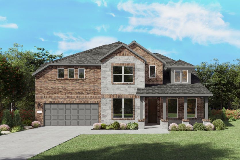 Exterior:The Ferris, a two-story new home design shown with home exterior LS 201