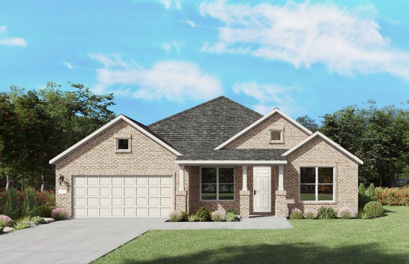 Exterior:The Azle, a one-story new home design shown with home exterior LS 201 *Model representation