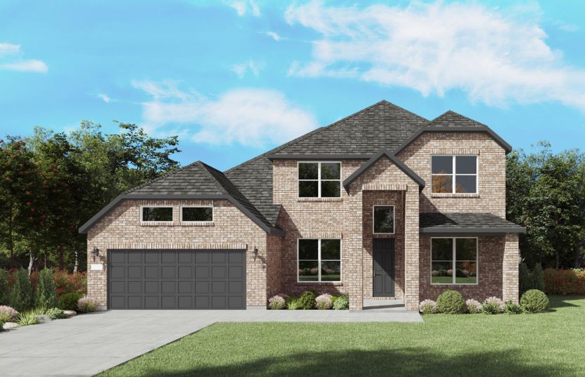 Exterior:The Lindale, a two-story new home design shown with home exterior TR 201