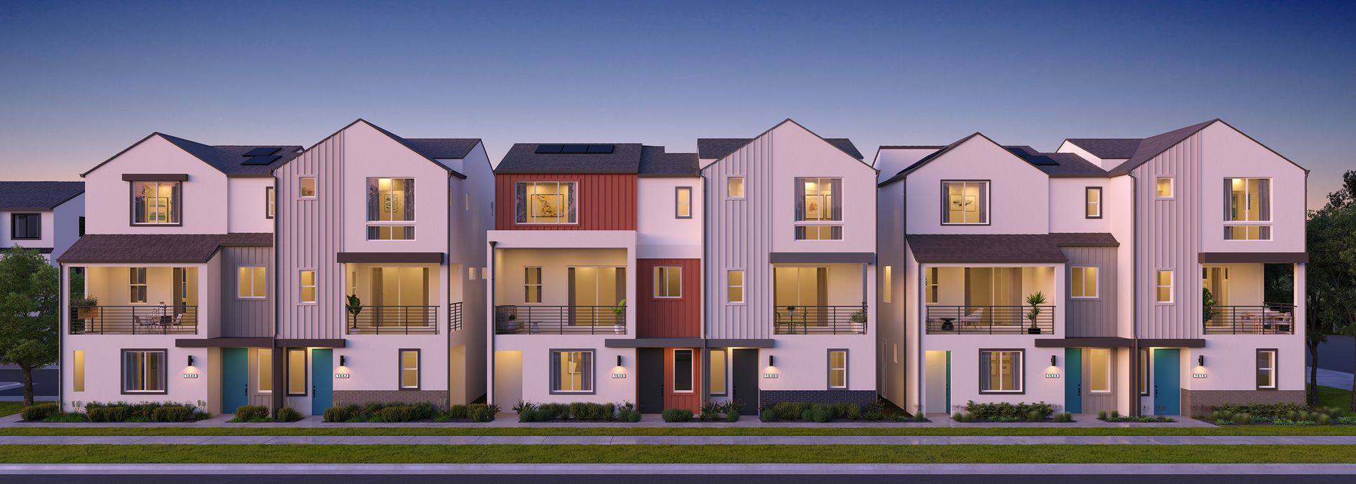Exterior Rendering:Rendering of Duets and Townhomes