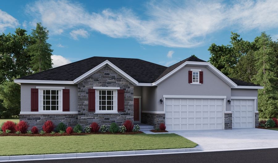 DanielII-U237-TetonRanch Elevation E (3-car):The Daniel II Elevation E