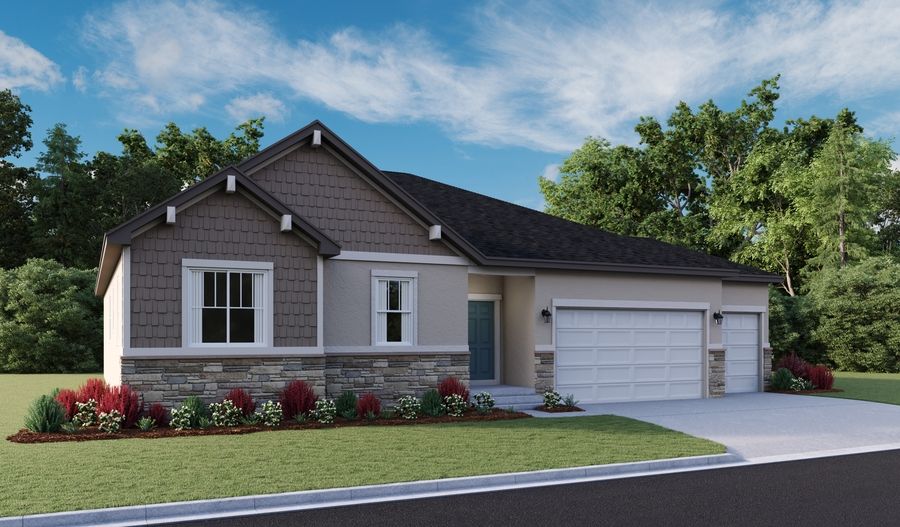 Delaney-U238-TetonRanch Elevation B (3-car):The Delaney Elevation B