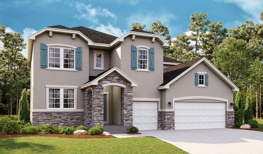 Dillon-U30D-TetonRanch Elevation B (3-car):The Dillon Elevation B