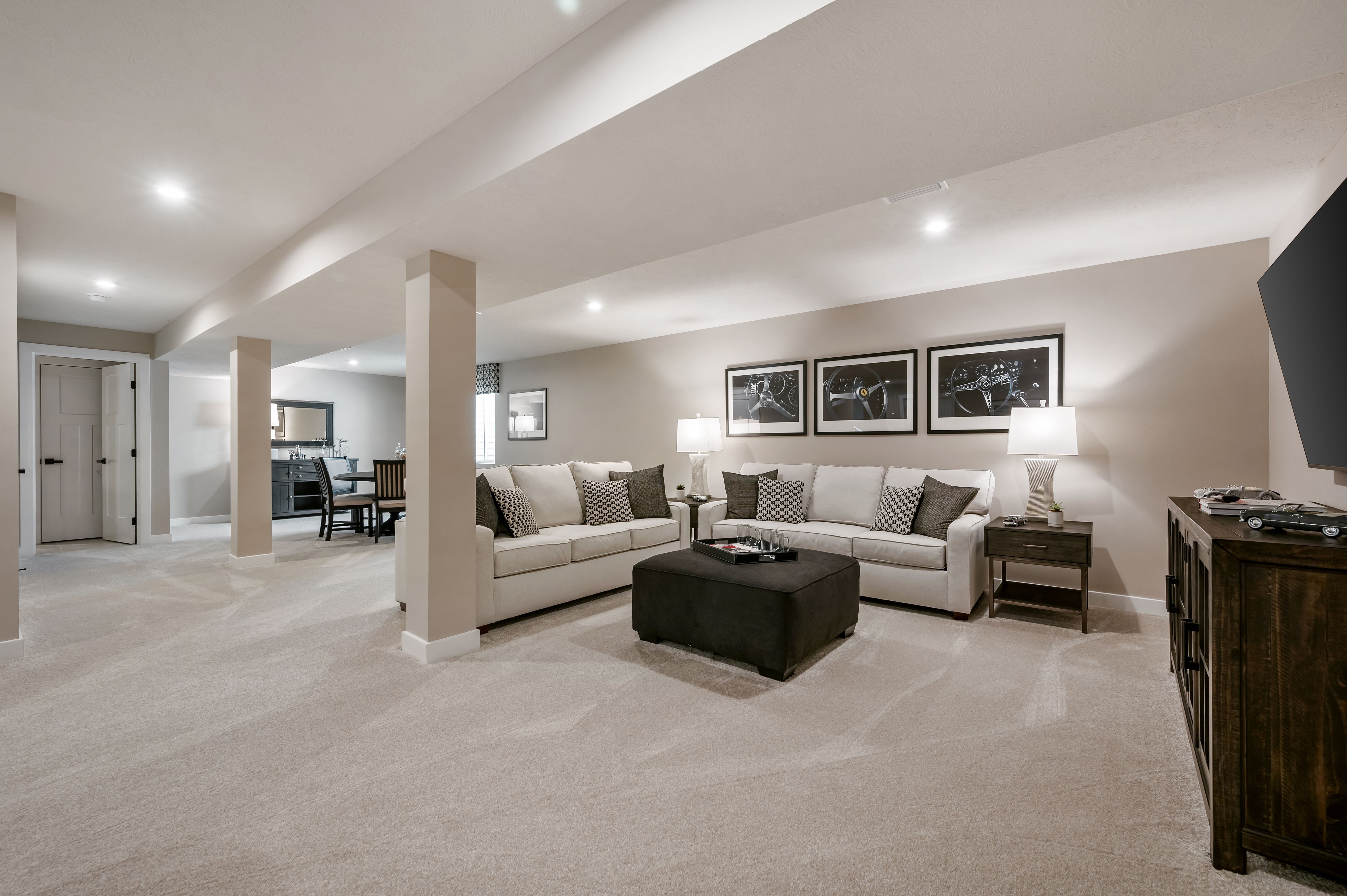 Choose a finished basement for the perfect additional living space for hosting family and friends.