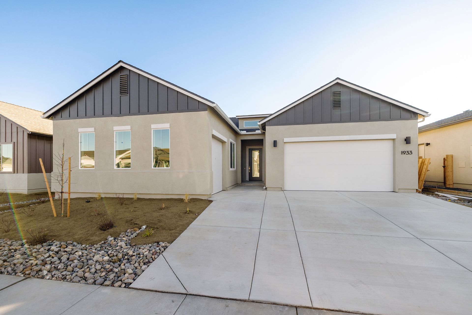 Front exterior view of Homesite 118 at Cross Creek featuring Plan 4 Modern Farmhouse design in Ca...:Front Exterior View