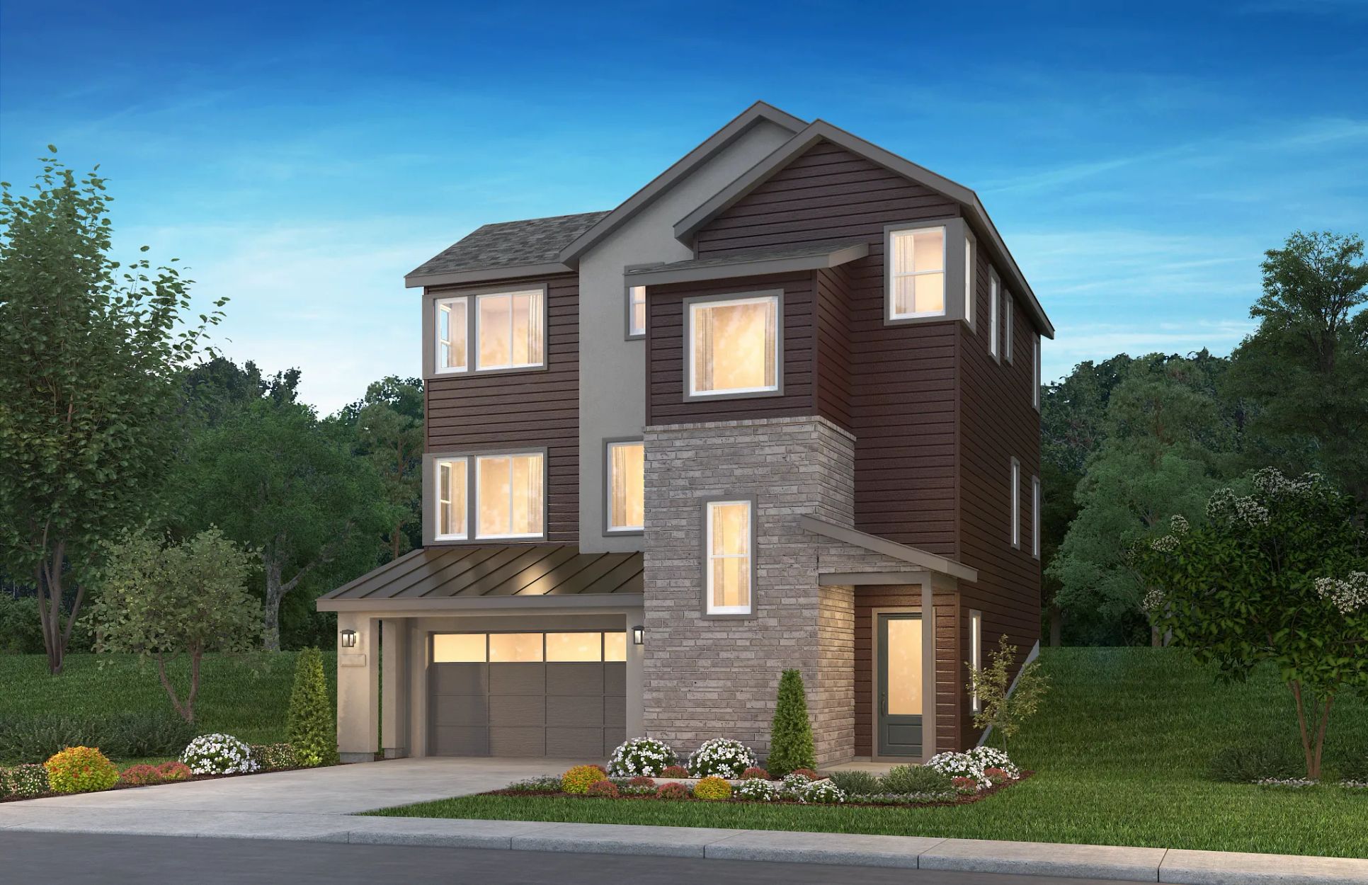 Lyric Tribute Plan 3623 Angeline Exterior A:Exterior A: High Slope Transitional